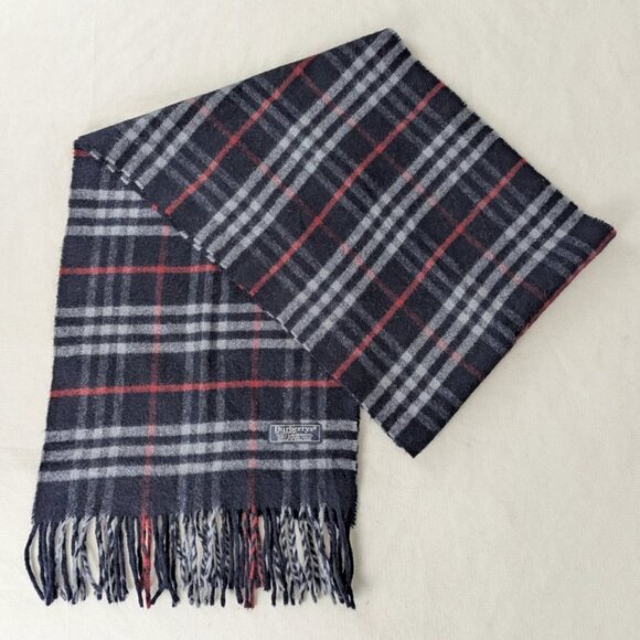 Classic Burberry's Lambswool Scarf Blue – Unisex – Soft & Warm Designer Fashion - Picture 1 of 7